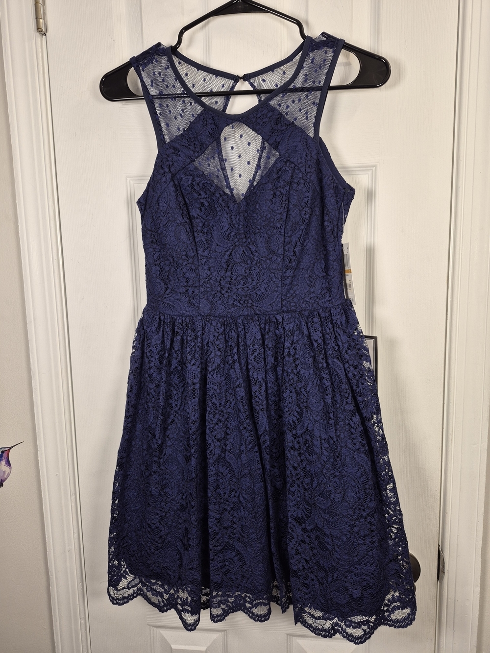 NWT City Studio Navy Blue Lace Dress Size 3 Wedding Guest Summer Party Mini